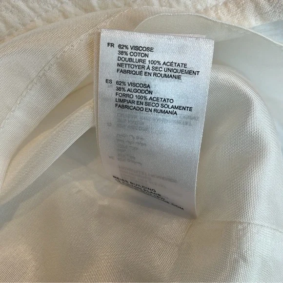 REISS Size 10 Ivory Sleeveless Mini Dress w/ Overlay & Back Zipper Round Neck - Picture 8 of 8